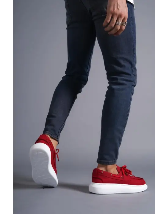 Terzi Bey Yüksek Taban Mevsimlik Keten Ayakkabı 009 Kırmızı