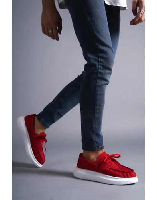 Terzi Bey Yüksek Taban Mevsimlik Keten Ayakkabı 009 Kırmızı