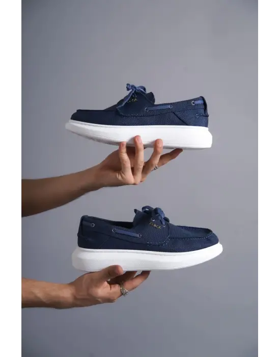 Terzi Bey Yüksek Taban Mevsimlik Keten Ayakkabı 009 Mavi