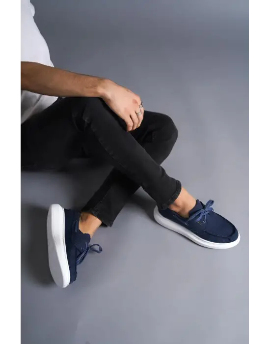 Terzi Bey Yüksek Taban Mevsimlik Keten Ayakkabı 009 Mavi