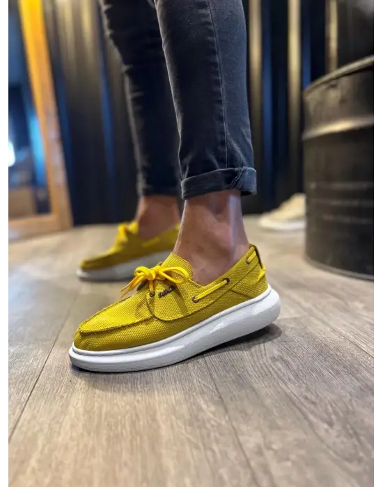 Terzi Bey Yüksek Taban Mevsimlik Keten Ayakkabı 009 Sarı