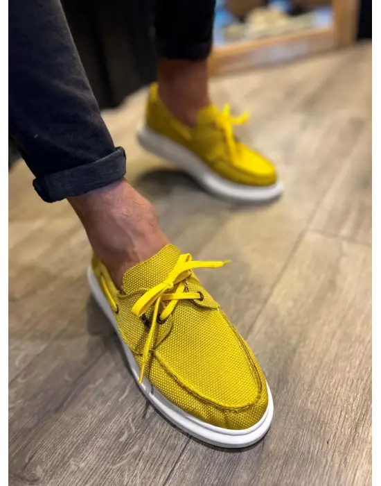 Terzi Bey Yüksek Taban Mevsimlik Keten Ayakkabı 009 Sarı