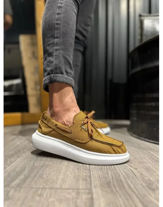 Terzi Bey Yüksek Taban Mevsimlik Keten Ayakkabı 009 Taba