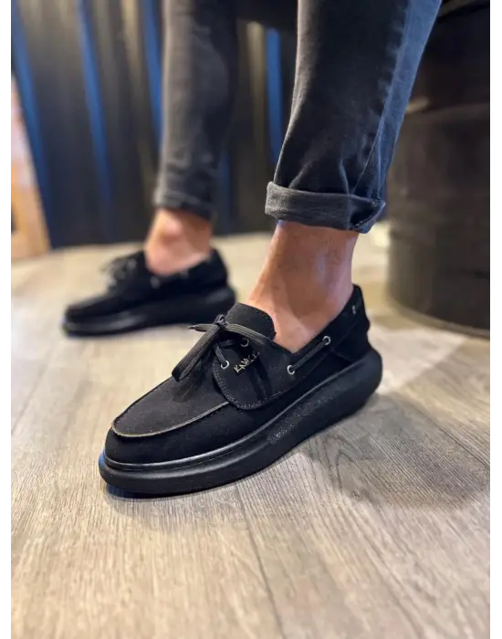 Terzi Bey Yüksek Taban Mevsimlik Süet Ayakkabı 009 Siyah (siyah Taban)