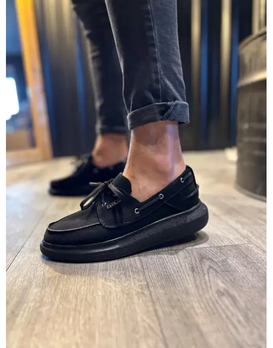 Terzi Bey Yüksek Taban Mevsimlik Süet Ayakkabı 009 Siyah (siyah Taban)