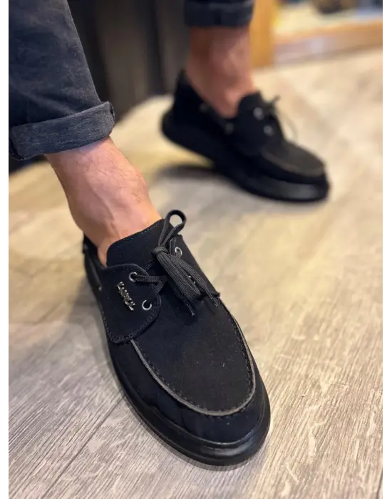 Terzi Bey Yüksek Taban Mevsimlik Süet Ayakkabı 009 Siyah (siyah Taban)