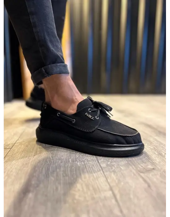 Terzi Bey Yüksek Taban Mevsimlik Süet Ayakkabı 009 Siyah (siyah Taban)