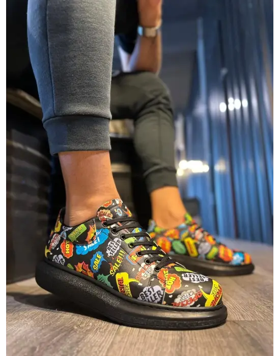 Terzi Bey Yüksek Taban Renkli Baskılı Günlük Ayakkabı 046 Hot