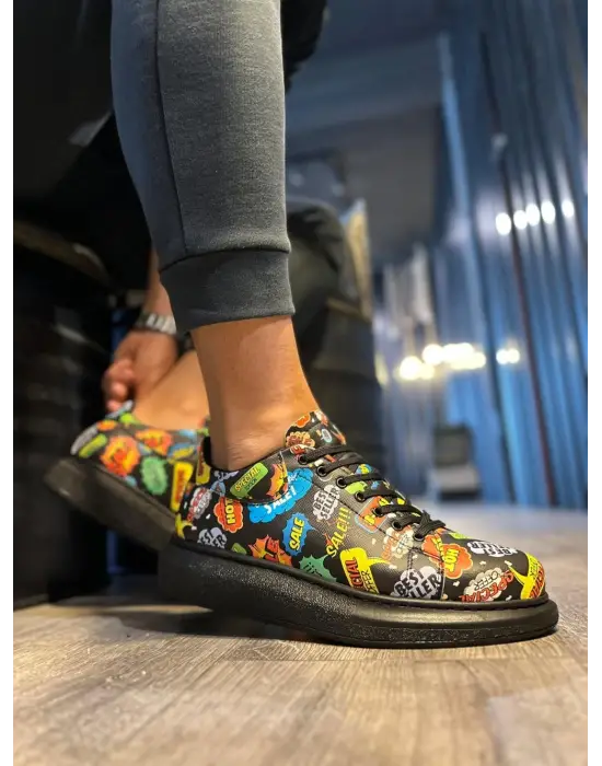 Terzi Bey Yüksek Taban Renkli Baskılı Günlük Ayakkabı 046 Hot