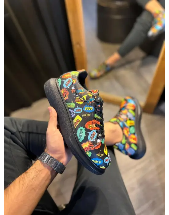 Terzi Bey Yüksek Taban Renkli Baskılı Günlük Ayakkabı 046 Hot