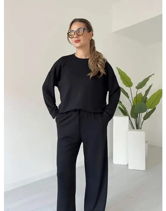 Kollu Modal Takım Siyah