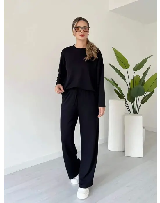 Kollu Modal Takım Siyah