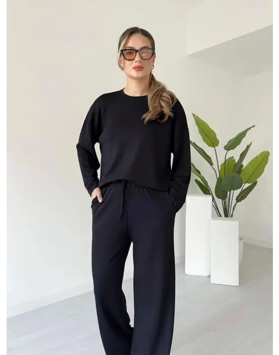 Kollu Modal Takım Siyah