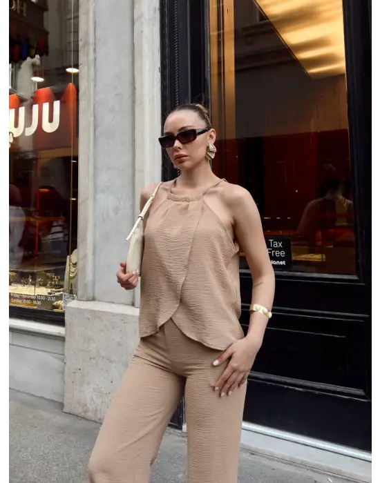 Kruvaze Takım Ayrobin Bej S054