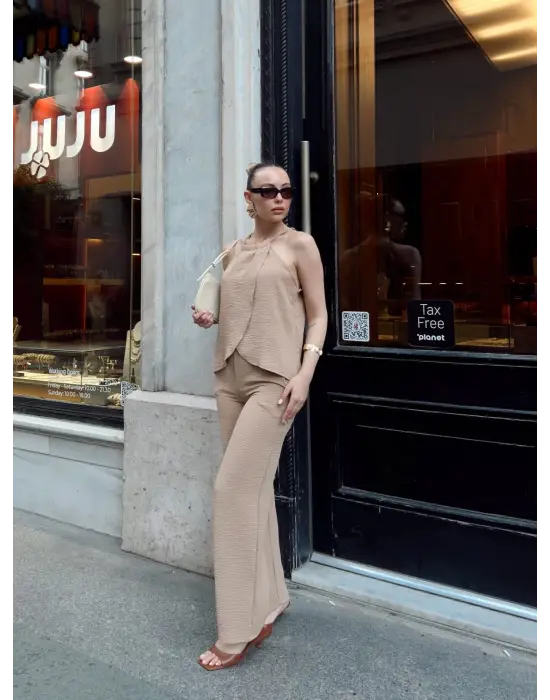 Kruvaze Takım Ayrobin Bej S054