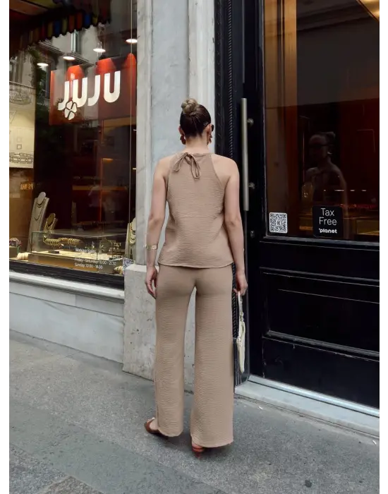 Kruvaze Takım Ayrobin Bej S054