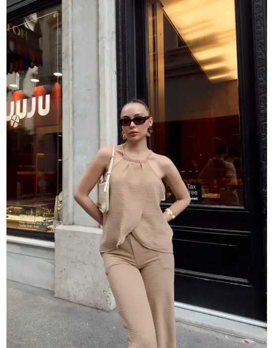 Kruvaze Takım Ayrobin Bej S054