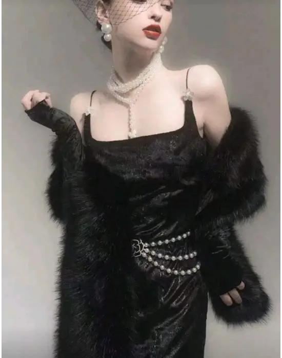 Kürk Orijinal Siyah Seksi Omuzluk Şık Kürk