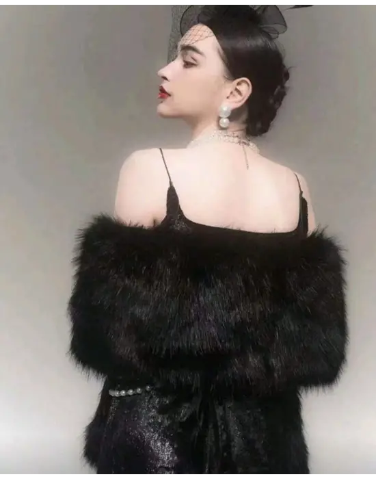 Kürk Orijinal Siyah Seksi Omuzluk Şık Kürk