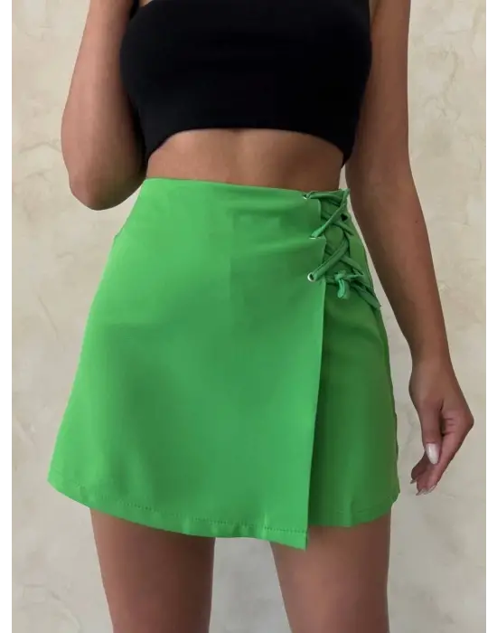 Kuş Gözü Şort Etek Yeşil S25819