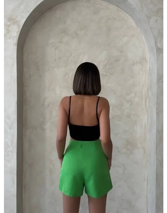 Kuş Gözü Şort Etek Yeşil S25819