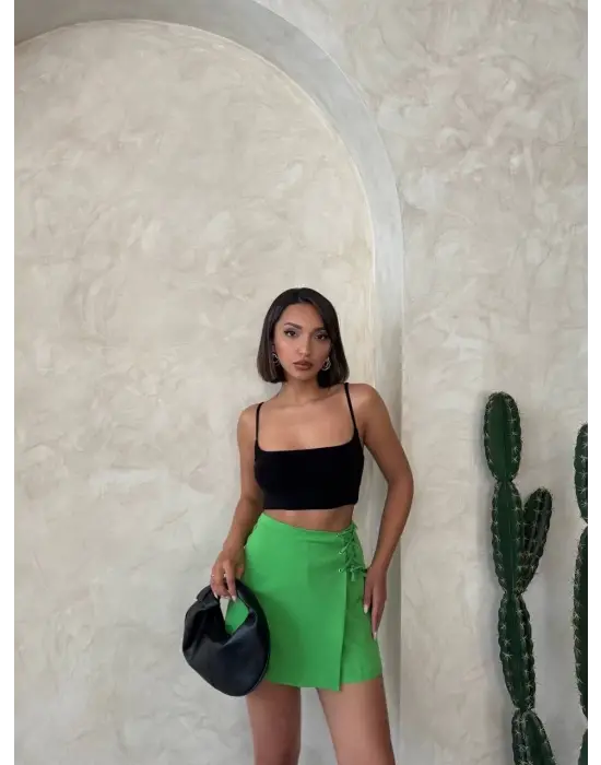 Kuş Gözü Şort Etek Yeşil S25819