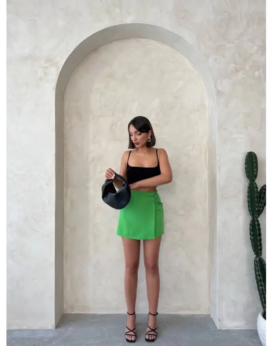 Kuş Gözü Şort Etek Yeşil S25819