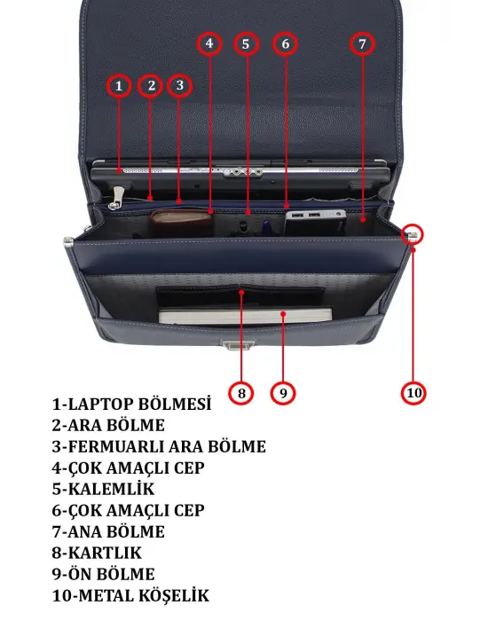 Lacivert Klasik Evrak Model Erkek 15.6 inç Laptop Çantası