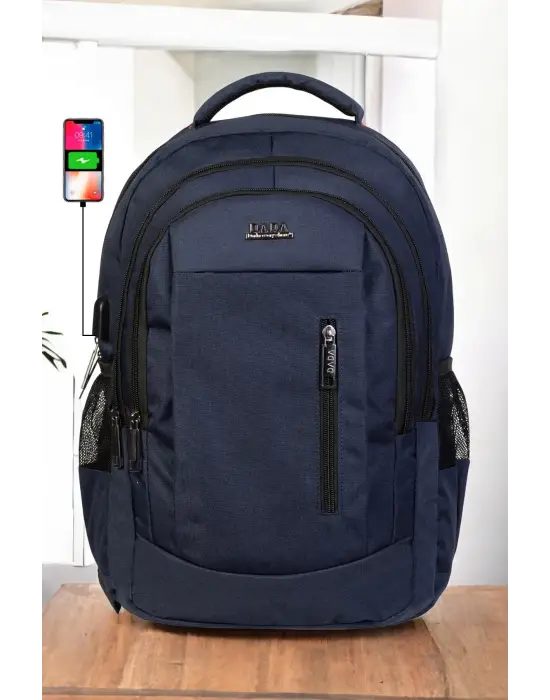 Lacivert Sportif Darbe Emici Su Geçirmez 14-16 inç Laptop Sırt Çantası