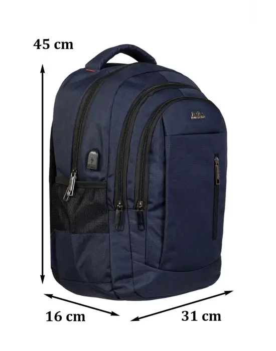 Lacivert Sportif Darbe Emici Su Geçirmez 14-16 inç Laptop Sırt Çantası