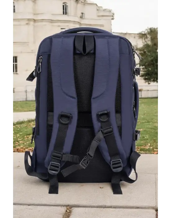 Lacivert Su Geçirmez Oxford Kumaş Ortopedik Laptop Sırt Çantası