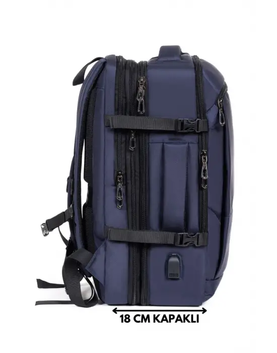 Lacivert Su Geçirmez Oxford Kumaş Ortopedik Laptop Sırt Çantası