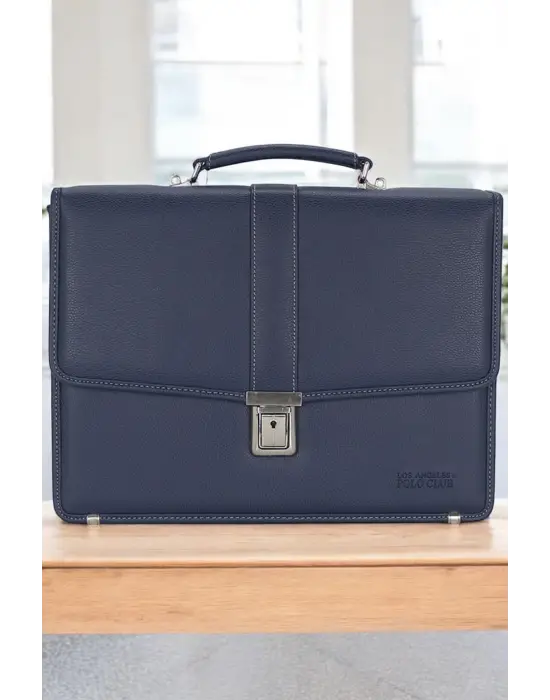 Lacivert Vintage Klasik Tarz A4 Kağıt Uyumlu Evrak Çantası
