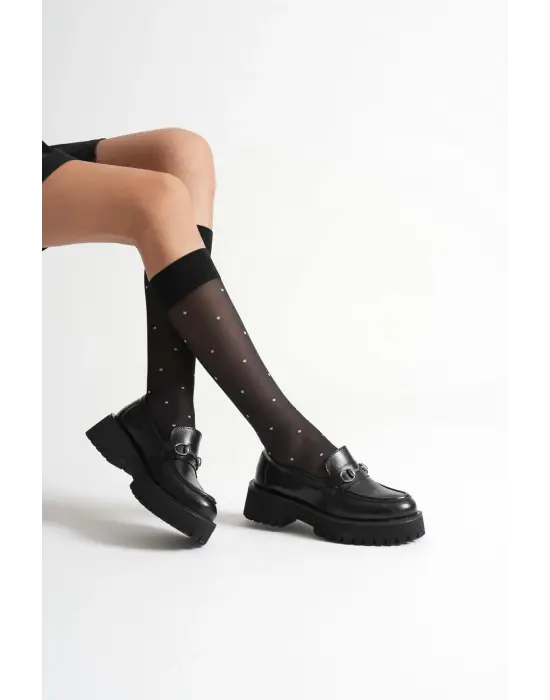 Lara Toka Detaylı Siyah Günlük Loafer Ayakkabı