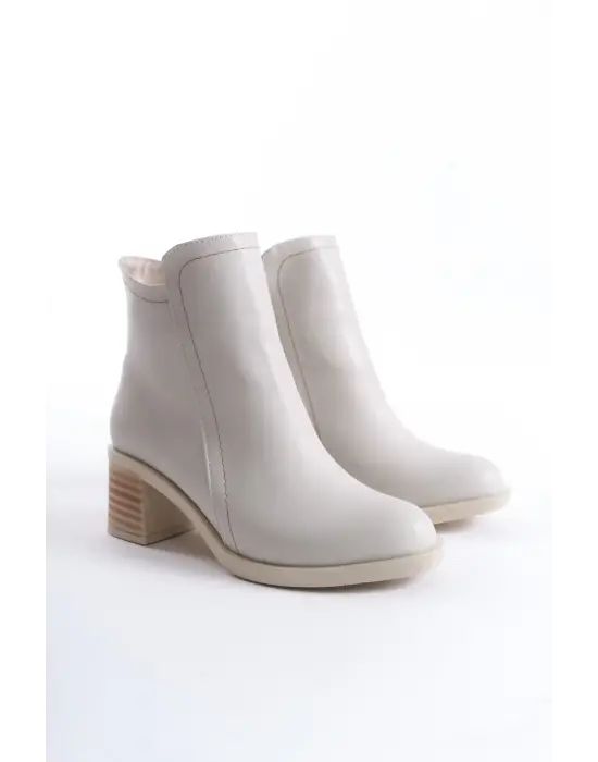 Larıssa Fermuarlı Ortopedik Taban Topuklukadın Bot  Kt - Krem