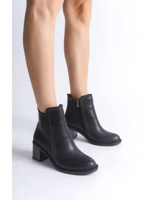 Larıssa Fermuarlı Ortopedik Taban Topuklukadın Bot  St - Siyah