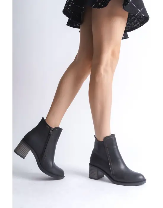 Larıssa Fermuarlı Ortopedik Taban Topuklukadın Bot  St - Siyah