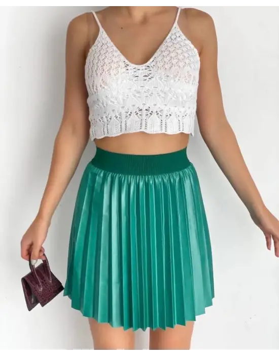 Lastikli Piliseli Lak Etek Yeşil S23901