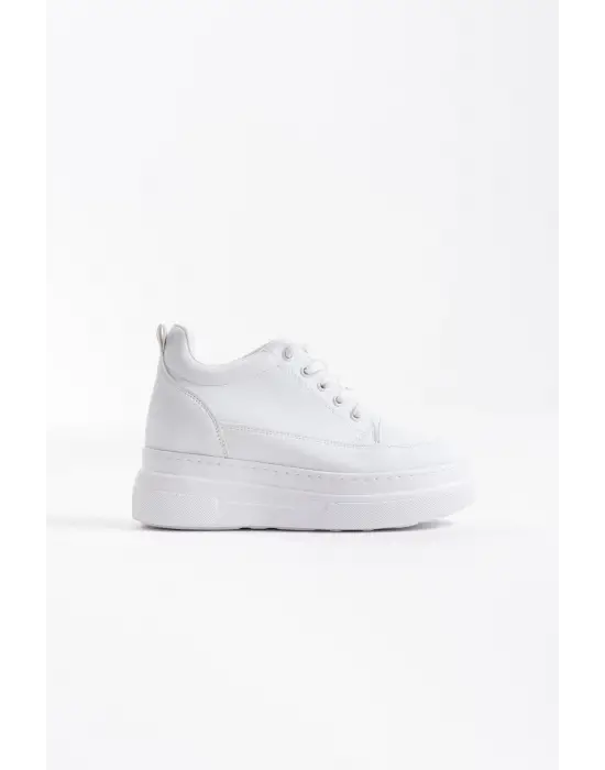 Lauren Kadın Gizli Topuk Mat Beyaz Spor Ayakkabı