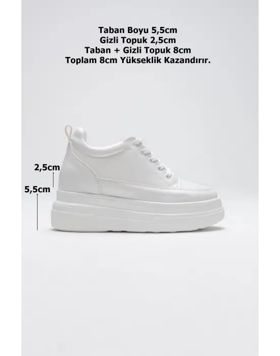 Lauren Kadın Gizli Topuk Mat Beyaz Spor Ayakkabı