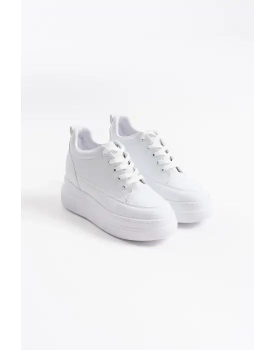 Lauren Kadın Gizli Topuk Mat Beyaz Spor Ayakkabı