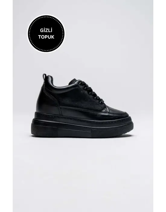 Lauren Kadın Gizli Topuk Mat Siyah Spor Ayakkabı