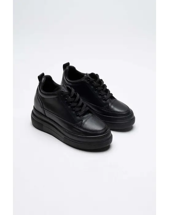 Lauren Kadın Gizli Topuk Mat Siyah Spor Ayakkabı