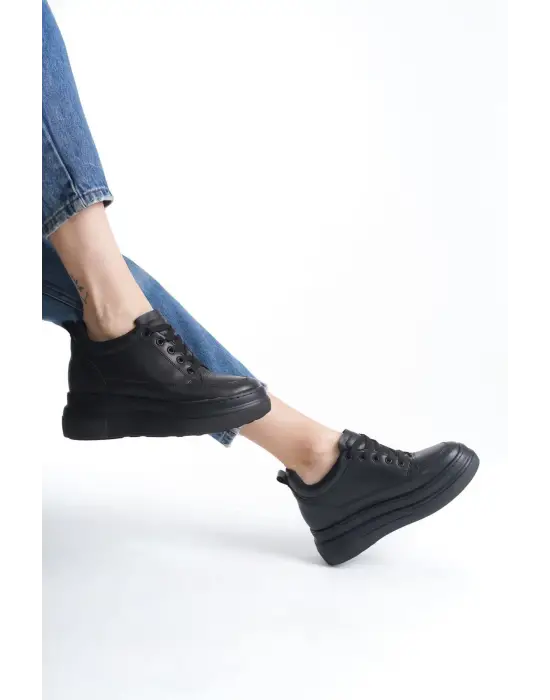 Lauren Kadın Gizli Topuk Mat Siyah Spor Ayakkabı