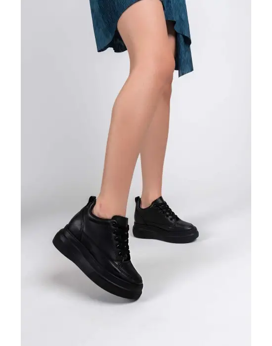 Lauren Kadın Gizli Topuk Mat Siyah Spor Ayakkabı