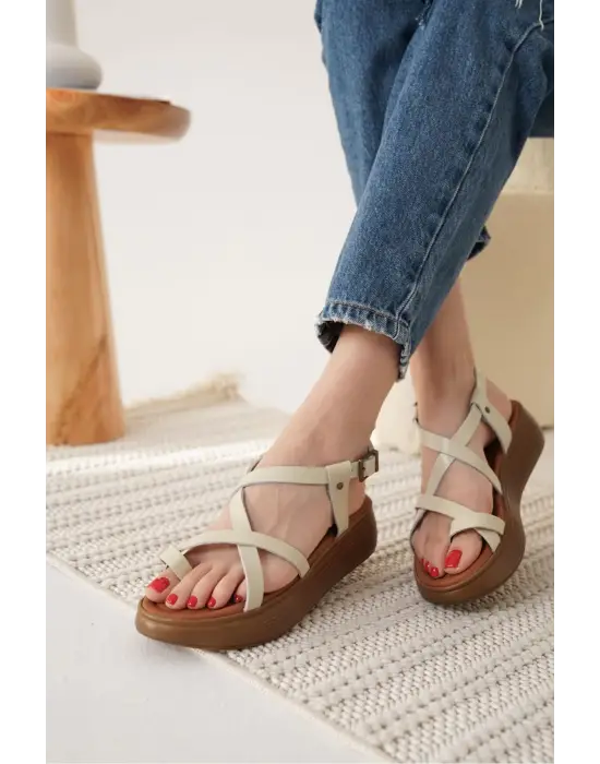 Legia Bej Hakiki Deri Sandalet