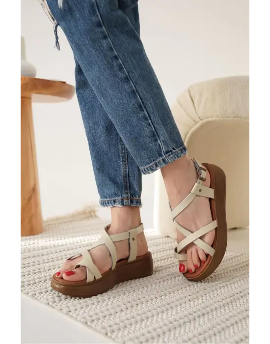 Legia Bej Hakiki Deri Sandalet