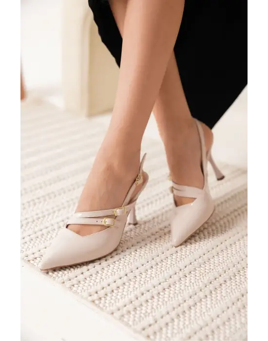 Lenora Kadın Bej Rugan Topuklu Ayakkabı