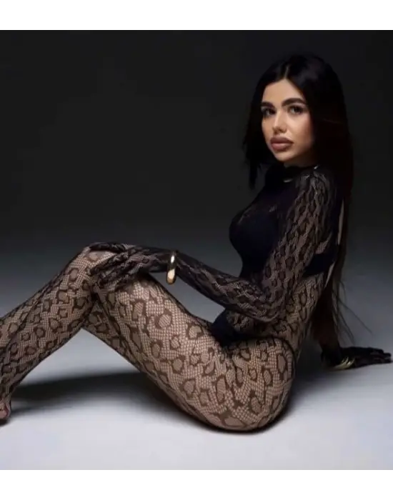 Leopar Desen Vücut Çorabı