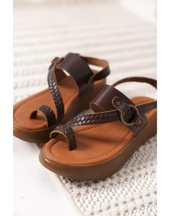 Likya Acı Kahve Hakiki Deri Sandalet